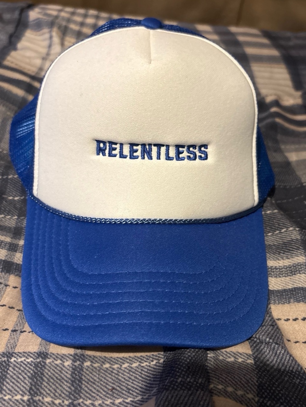 OTTO RELENTLESS Embroidered Trucker Cap - Blue & White